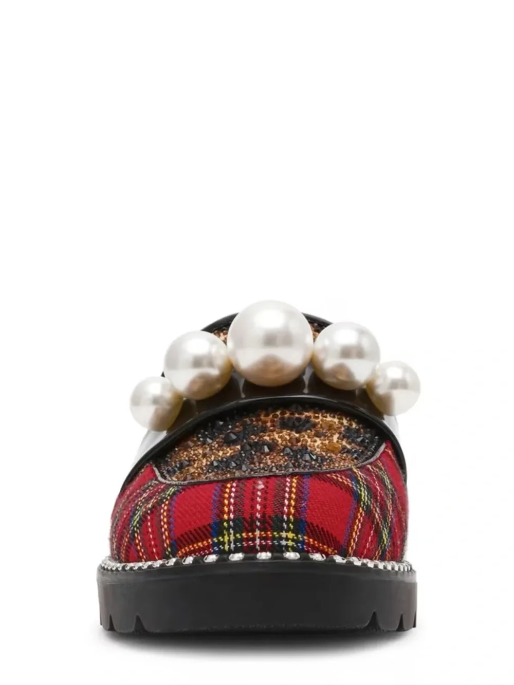 Betsey Johnson Harloe Loafer women’s 7.5 plaid leopard print pearl sparkles